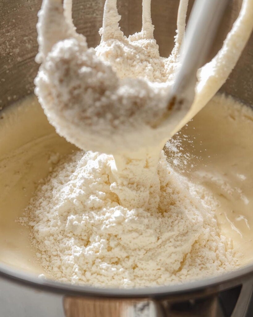 folding flour and eggs